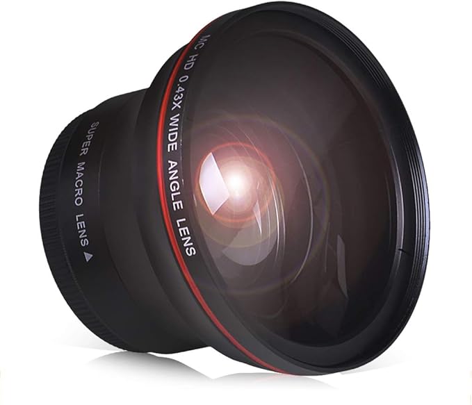 55MM 0.43x Professional HD Wide Angle Lens w/Macro Portion for Nikon D3400 D5600 for Sony Alpha Cameras