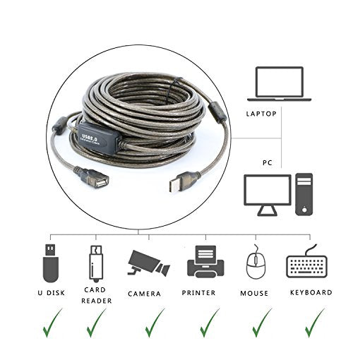 USB 2.0 A Male to A Female Extension Cable High Speed 480 Mbps (50 Feet(15m)) - Image 6