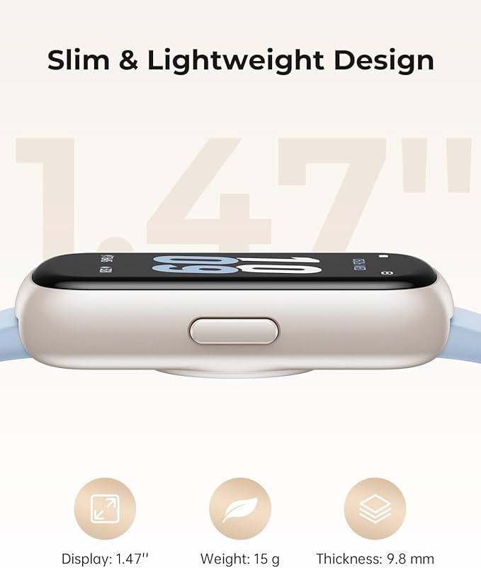 Fitness Tracker with 24/7 Heart Rate Monitor, Sleep Tracker - 3 ATM Waterproof Fitness Watch Calorie Step Counter Smart Watch Includes 3 Sport Bands for Android iOS Women Men, Starlight/Blue