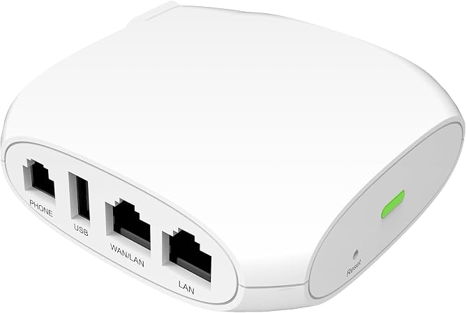 FLYINGVOICE FTA1101, Analog Telephone Adapter - Foldable & Detachable US Plug, Work as Travel Wi-Fi Router Through AP Mode, Mini Portable VoIP Adapter for SMEs, SOHO, Hotel