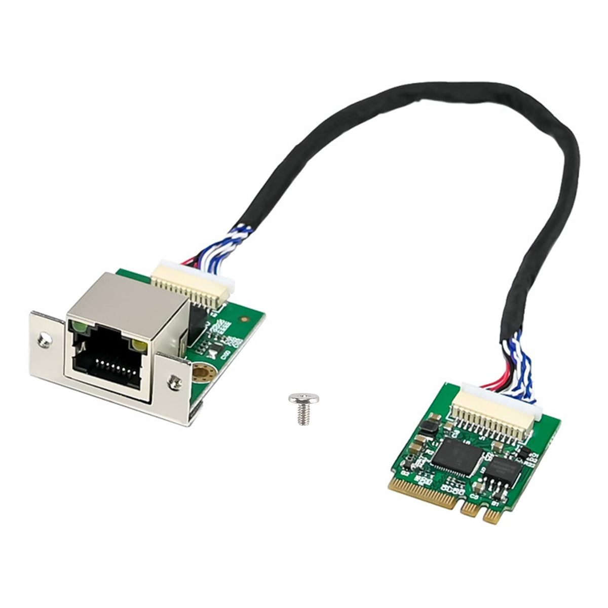 M.2 A+E Key to 2.5G Ethernet Adapter - NIC with Intel I226V, 100/1000/2500 Mbps RJ45 Stable Connection Cable Length 20cm, Compatible with OpenWRT | Windows | Linux | Server | PC | SBC (A+E with Screw)