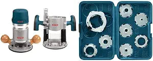 BOSCH 1617EVSPK Wood Router Combo Kit + BOSCH RA1128 Router Template Guide Set