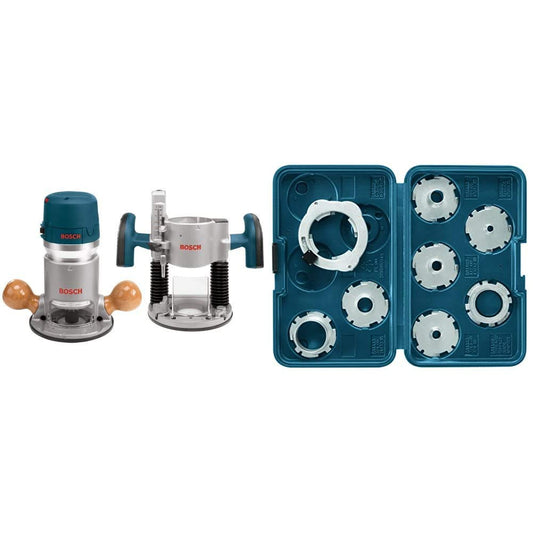 BOSCH 1617EVSPK Wood Router Combo Kit + BOSCH RA1128 Router Template Guide Set