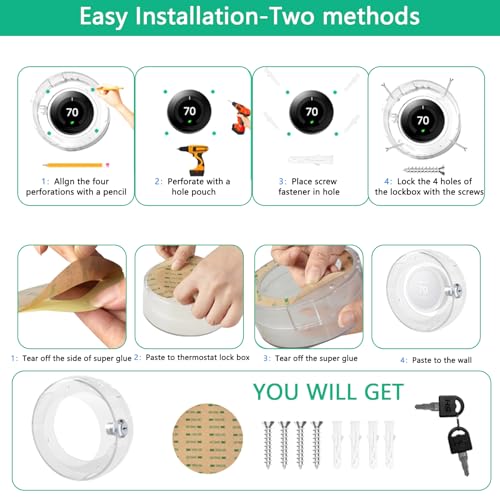 Round Thermostat Lock Case with Key, Upgraded,Thermostat Cover Universal, Thermostat Lock Case Clear, Electrical Safety Products, Fits Round Nest Thermostat(3.5x3.5x1.9 in) or Smaller