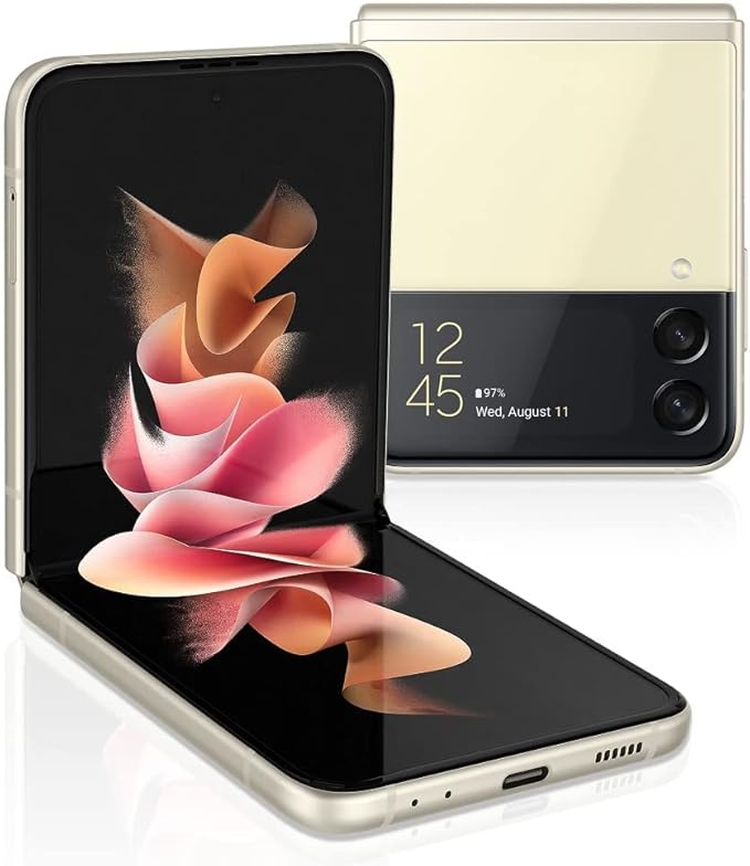 Samsung Galaxy Z Flip 3 5G, US Version, 128GB, Cream - Unlocked (Renewed)
