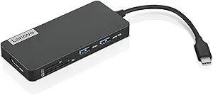 Lenovo – USB-C 7-in-1 Hub – Computer Networking Laptop Accessory – Laptop Docking Station - 4K via HDMI, 3 USB-A devices, 2 SD/TF Card Readers USB-C Power Pass Through - Image 1
