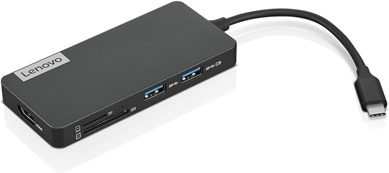 Lenovo – USB-C 7-in-1 Hub – Computer Networking Laptop Accessory – Laptop Docking Station - 4K via HDMI, 3 USB-A devices, 2 SD/TF Card Readers USB-C Power Pass Through - Image 2