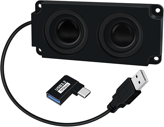 Mini USB Powered Speaker 3W Portable Speaker, Self Adhesive or Drilling Mini Computer Speakers for Desktop PC, Laptop