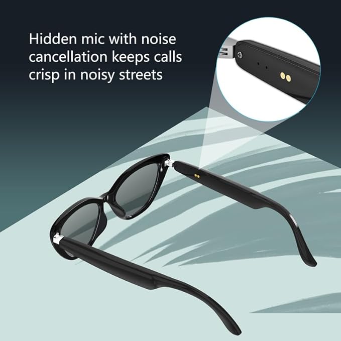 Smart Audio Cat Eye Glasses, Noise Cancelling Hidden Mic, Wireless Connectivity, Hands-Free Calling