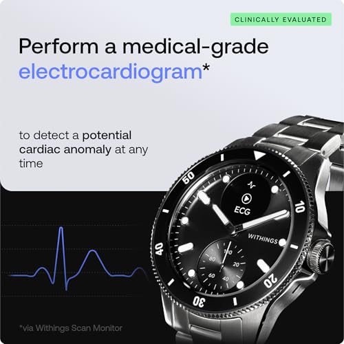 Withings Scanwatch Nova - Heart Health Hybrid Smart Watch for Men & Women - SPO2, Temperature Monitoring, Sleep, Respiratory Health, Cycle Monitoring, 30-Day Battery Life, Apple iOS/Android