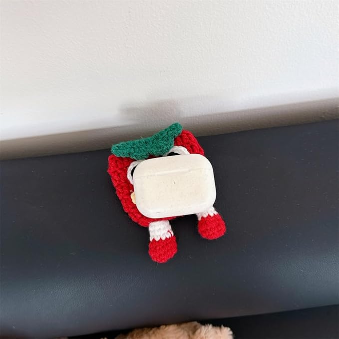 Yatchen Furry Case for AirPods Pro,Funny Cute 3D Cartoon Plush Kawaii Tomato Fluffy Soft Warm for AirPods Pro Carrying Charging Box with Keychain Protector