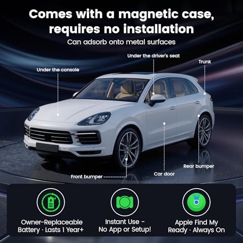 Mini GPS Tracker for Vehicles, Car Tracker Work with Find My (iOS Only)