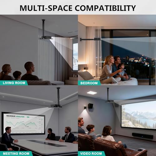WALI Universal Projector Ceiling Wall Mount with Hidden Cable Management