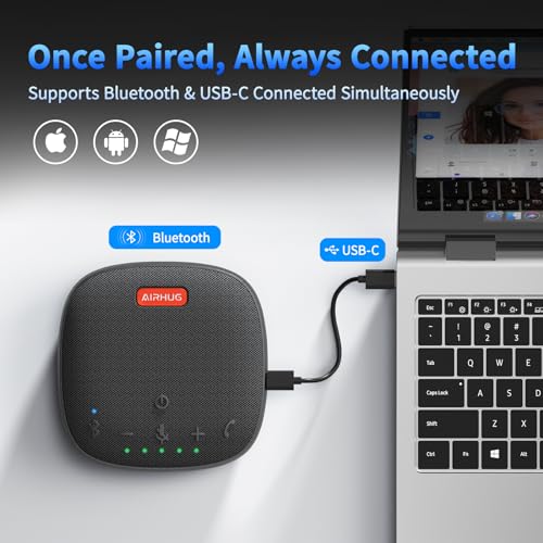 AIRHUG Conference Speaker and Microphone, Bluetooth & USB Speakerphone