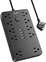 10 FT Surge Protector Power Strip Extension Cord with 10 Outlets & 6 USB - Image 1