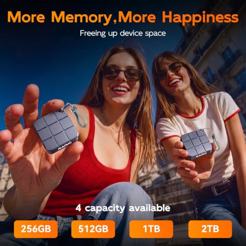 MAIWO Portable SSD 1TB External Solid State Drive, USB 3.2 GEN 2 Type-C Up to 1050MB/s, Mini NVMe SSD with 4K ProRes Videos for iPhone Android iPad MacBook, Aluminum (Grey)
