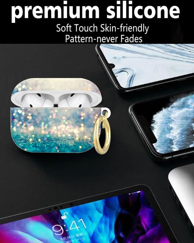 Compatible with AirPod Pro 2nd/1st Generation Case Cover with Key Chain,Full Protective Shockproof Wireless Headphone Case for Airpod Pro 2023/2022/2019(Beautiful Shiny Light)