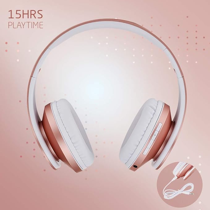 PowerLocus Kids Headphones Over-Ear, Bluetooth Wireless Headphones for Kids,with Microphone, Safe 85DB Volume Limited, Foldable with Carry Case, Audio Cable, Micro SD mode for Online Classes,PC,Phones