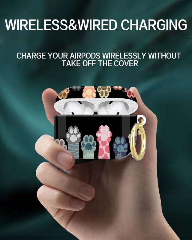 Compatible with AirPod Pro 2nd/1st Generation Case Cover with Key Chain,Full Protective Shockproof Wireless Headphone Case for Airpod Pro 2023/2022/2019(Cute Cat Paw)