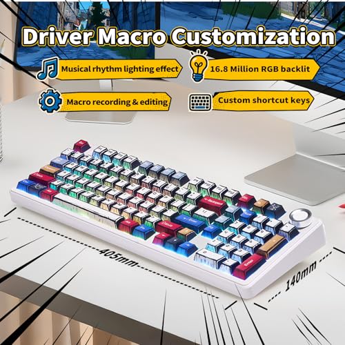 x Aula F99 Pro Mechanical Keyboard, Wireless Gaming Keyboards RGB Backlit Hot Swappable Custom Creamy Bluetooth Computer Keyboard, Tri-Mode BT5.0/2.4GHz/USB-C, Pre-lubed Switches PBT Keycaps - Image 6