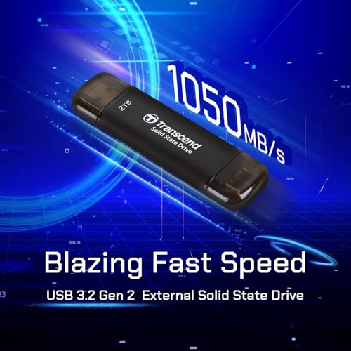 Transcend 128GB ESD310 Dual Portable SSD 1050MB/s USB-A+C, Thumb Drive
