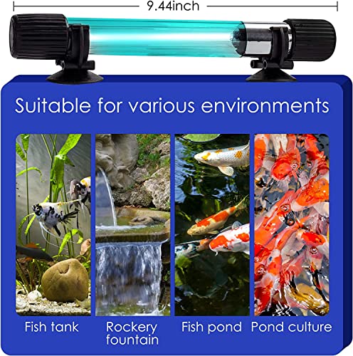 Aquarium Clean Light，11W Submersible Light with Test Card,Aquarium Water Clean Green Clear Waterproof Clean Lamp for for Sump Pond Filter Tank (11W)