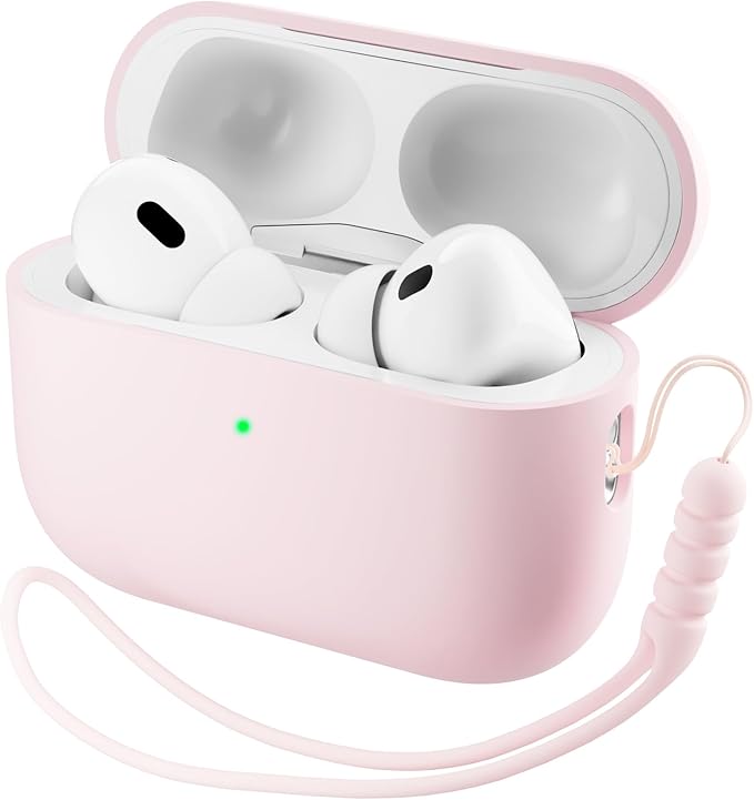 ORNARTO Compatible with AirPods Pro 3 Case 2025, Full Protective Hybrid Silicone for AirPods Pro 3rd Generation Case, Front LED Visible Skin Cover-Chalk Pink