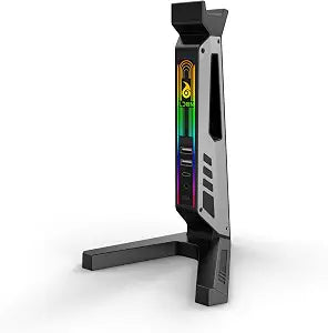 LDON RGB Headphone Stand with Two USB Charging Ports Desktop Gaming Headset Holder Hanger with one Type-C Data Port and 3.5mm Jack and 11 Lighting Modes Suitable for Gaming and Gamer Gifts for Men