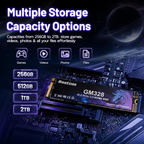 Bestoss 256GB NVMe M.2 SSD PCIe3.0 M.2 2280 SSD,Internal SSD,Up to 3500MB/s