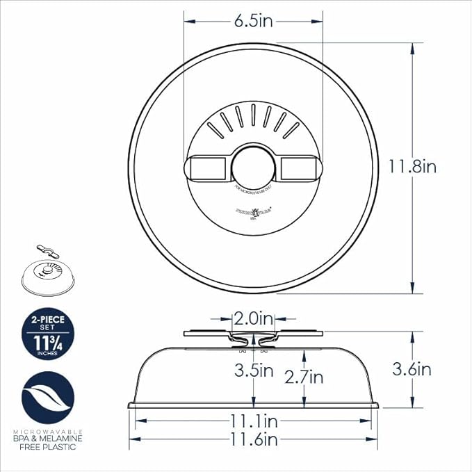 Nordic Ware Microwave Up & Away-Easy Stow - 11-inch Food Safe Lid, Plate Cover with Steam Vents, Anti-Splash Microwave Lid, Contains Moisture, Space-Saving Storage Bracket included