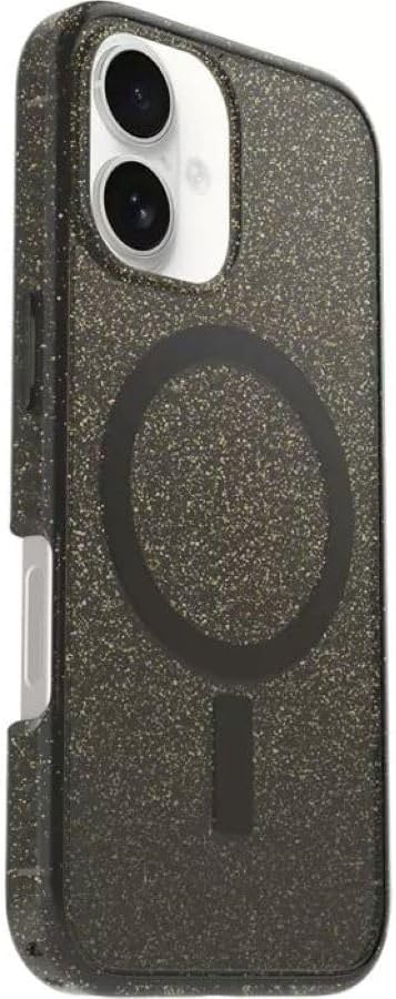 OtterBox iPhone 16 (Only) - Bundle: Symmetry+ Clear Series Case - Stardust Night (Silverflake/Trans Black) - Premium Glass Screen Protector - Snaps to MagSafe - Raised Edges Protect Camera & Screen