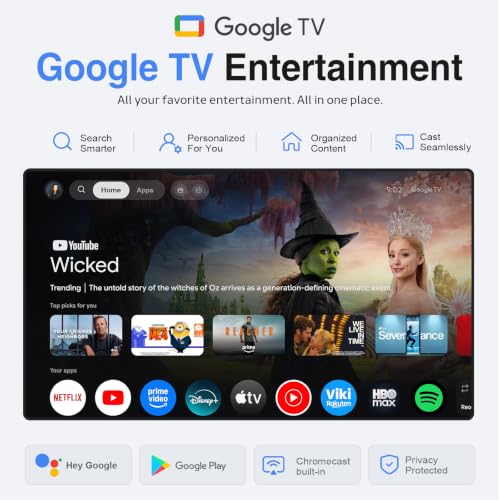 【Google TV & 3500ANSI & 4K】Smart Projector with WiFi and Bluetooth, VISSPL AI Auto Focus & Auto Keystone Portable Outdoor Overhead Projector, Movie Home Theater Gaming Projectors for Bedroom Ceiling