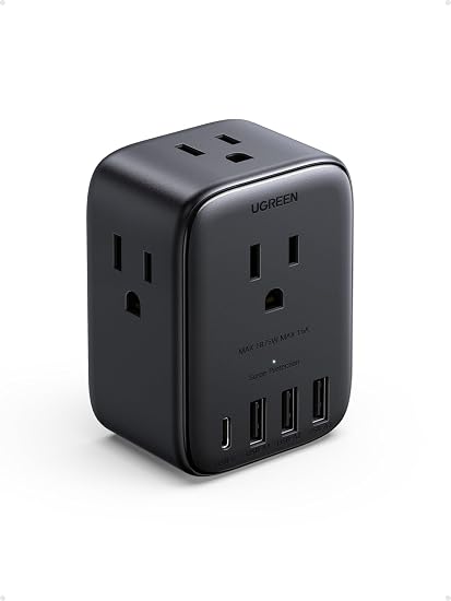 UGREEN 20W 8-Port Multi Outlet Extender Surge Protector Power Strip