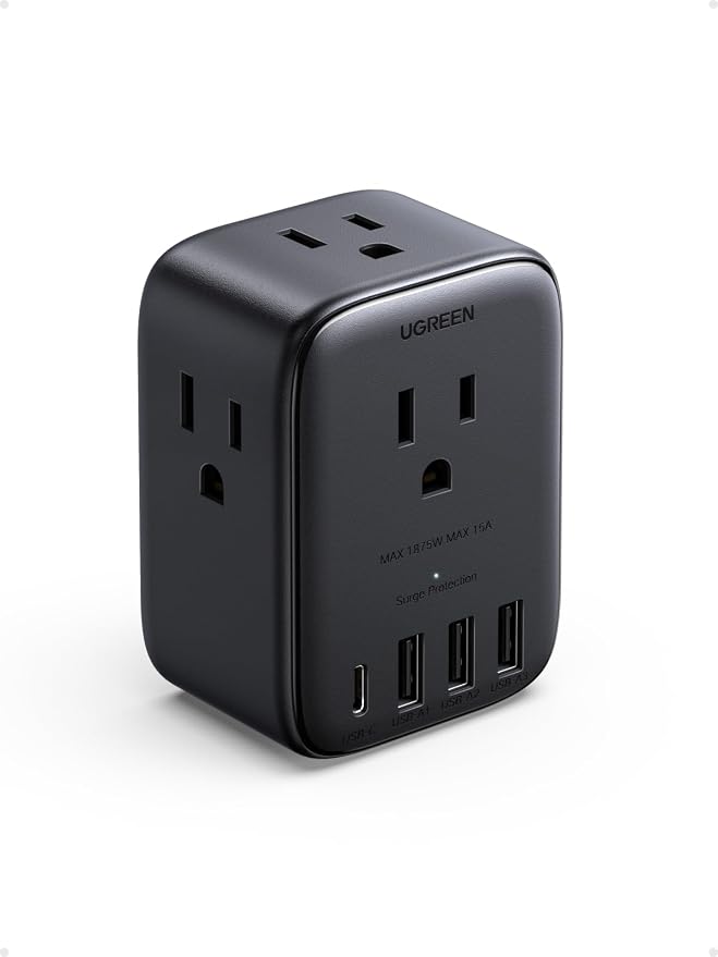 UGREEN 20W 8-Port Multi Outlet Extender Surge Protector Power Strip