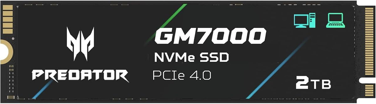 Predator M.2 SSD 2TB GM7000 with DRAM cache NVMe 1.4 2280 PCIe Gen4×4 Ultra high speed (maximum read: 7400MB/s, max write: 6700MB/s) 3D NAND TLC Internal SSD Compatible with PS5 Pro - BL.9BWWR.106