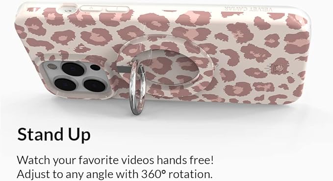 VELVET CAVIAR Compatible with MagSafe Phone Grip - Magnetic Ring Holder with Adjustable Stand - Removable MagSafe Accessories for iPhone 16, 15, 14, 13, 12 (Blush Leopard)