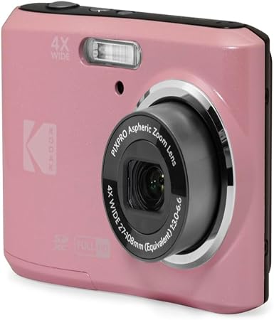 KODAK PIXPRO FZ45 16MP Compact Digital Camera, 4X Optical Zoom, AA, Pink