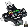 YOJOCK USB C Tester USB Power Meter 2 in 1 Digital Multimeter 3.6-32V 0-8.0A Voltage and Current Tester, Type C Voltmeter Battery Capacity Volt Ammeter Power Bank USB Cable Charger Detector