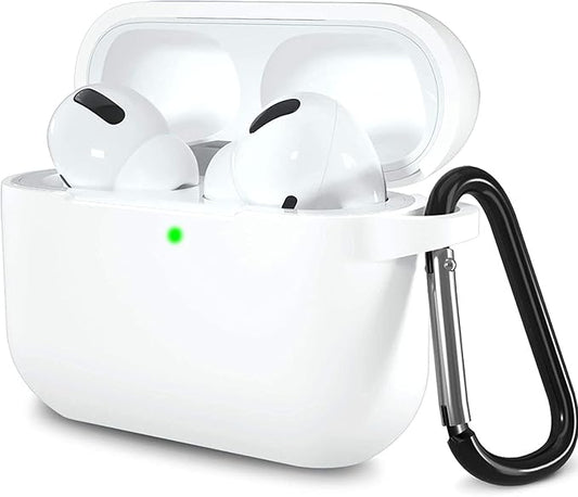 Lerobo Compatible with AirPods Pro 2 Case,Waterproof Silicone Case for AirPods Pro Case Cover,Shockproof Full Protective Cover Compatible for Airpods Pro with Carabiner Front LED Visible,White