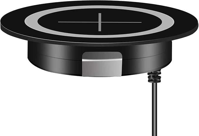 Desk Wireless Charger, JE Make IT Simple Desktop Grommet Power Wireless Charging Pad, for iPhone 16/15/14/13/12 Series, Samsung, Airpods and All Phones with Wireless Charging (Black)