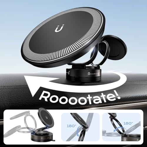 Nano Gel Car Phone Holder, 360°Rotation Adjustable Magnetic Cellphone Mount Foldable Car Phone Stand Strong Suction Phone Holders for Car/Makeup/Gym/Mirror,Fit for All Magsafe Smartphones
