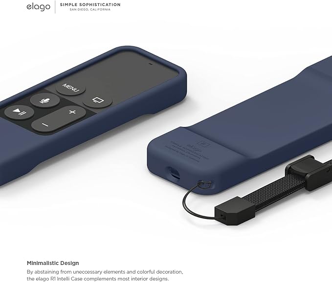 elago R1 Intelli Case [Jean Indigo]-[Magnet Technology][Anti-Slip][Lanyard Included][Heavy Shock Absorption] Compatible with Apple TV Siri Remote 1st Generation