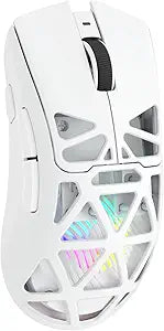 Aula SC620 Wireless Gaming Mouse, Tri-Mode 2.4GHz/USB-C/BT5.3 Computer Mouse with 12000 DPI, Programmable Macro Gamer Mouse with Rapid Fire Key, RGB Light White Gaming Mice for PC/Laptop/Mac