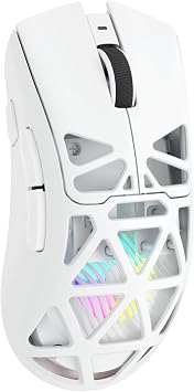 Aula SC620 Wireless Gaming Mouse, Tri-Mode 2.4GHz/USB-C/BT5.3 Computer Mouse with 12000 DPI, Programmable Macro Gamer Mouse with Rapid Fire Key, RGB Light White Gaming Mice for PC/Laptop/Mac