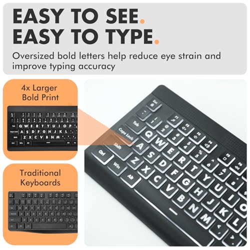X9 Performance Wired Keyboard and Mouse Combo - Large Print Backlit Keys for Seniors, Lighted Computer Keyboard Wired, 7 LED Colors, 4 DPI Modes, USB Plug and Play for Windows PC