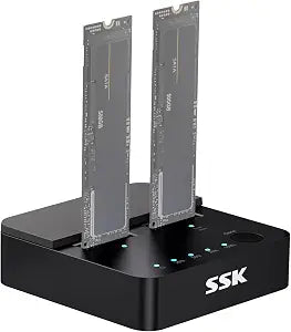 SSK NVMe & SATA SSD Cloner M.2 Duplicator Dual Bay Dock SSD to USB Adapter