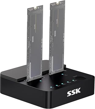 SSK NVMe & SATA SSD Cloner M.2 Duplicator Dual Bay Dock SSD to USB Adapter
