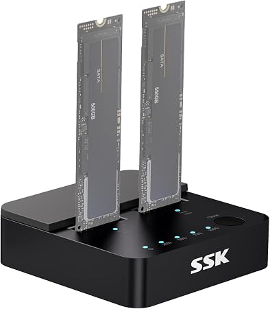 SSK NVMe & SATA SSD Cloner M.2 Duplicator Dual Bay Dock SSD to USB Adapter