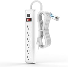 TiFFCOFiO Surge Protector Power Strip, 30 Feet Extension Cord, 600 Joules Surge Protection, Multiple Protection 6 Outlet Strip, 14 AWG Cord, 15A/1875W, ETL Listed - Image 1