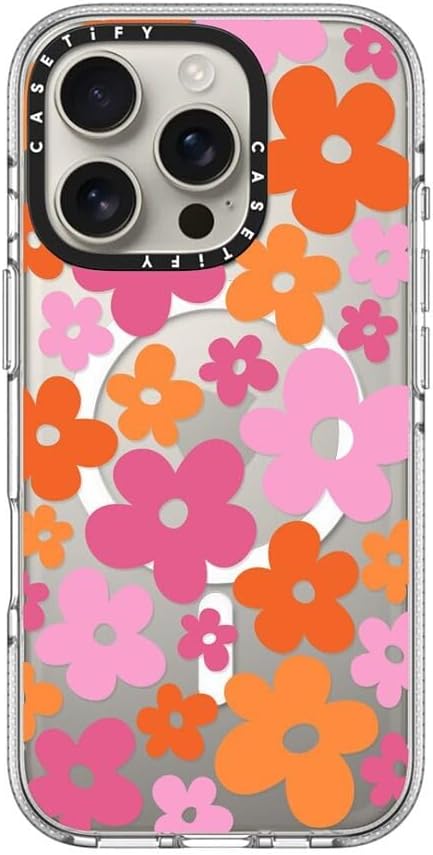 CASETiFY Clear iPhone 16 Pro Case [Not Yellowing / 6.6 ft. 3X Military Grade Drop Protection/Compatible with Magsafe] - Abstract Florals - Clear